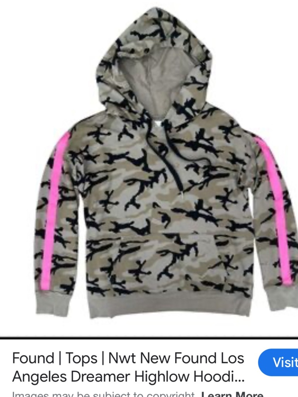 Found Los Angeles Highlow Camo Hoodie in Beige with Pink Stripe